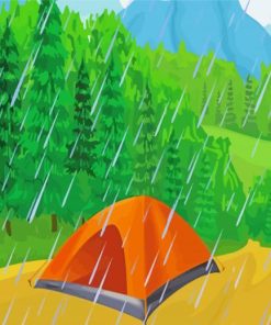 Camp In Rain Diamond Painting