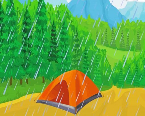 Camp In Rain Diamond Painting