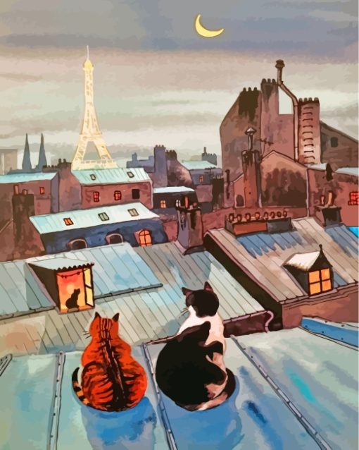 Cats On A Roof Diamond Painting