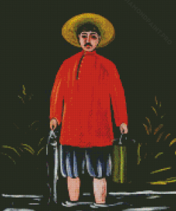 Fisherman In A Red Shirt Diamond Painting