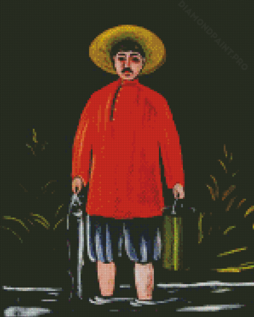 Fisherman In A Red Shirt Diamond Painting