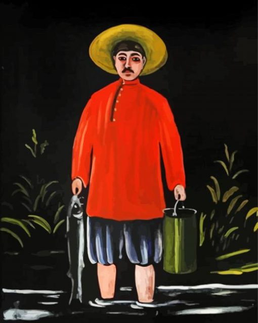 Fisherman In A Red Shirt -Diamond Painting