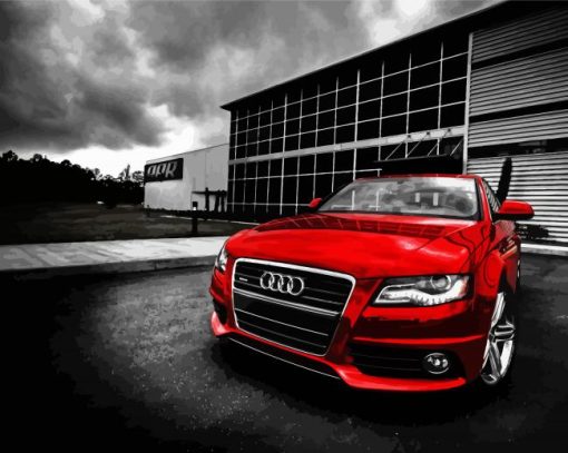 Grey And Red Audi A4 Diamond Painting
