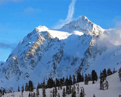 Snowy Baker Mountain Diamond Painting