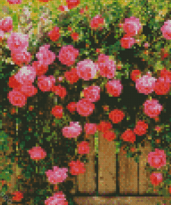Fence And Flowers Diamond Painting