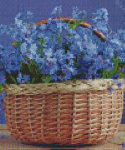 Blue Flowers In Basket Diamond Painting