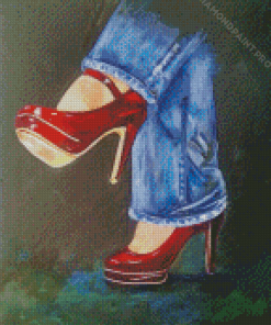 Red High Heels Shoes Diamond Painting