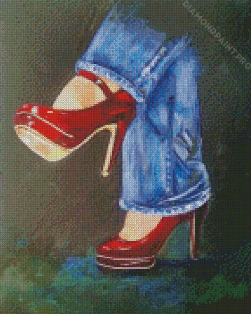 Red High Heels Shoes Diamond Painting