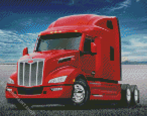 Red Peterbilt Truck Diamond Painting