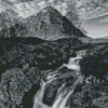 Monochrome Mountain Stream Diamond Painting