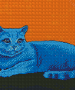 Blue Cat Illustration Diamond Painting