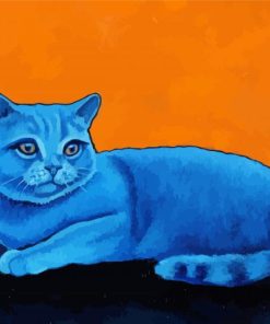 Blue Cat Illustration Diamond Painting
