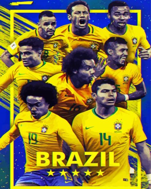 Brazil Collage Football Team Diamond Painting