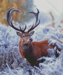 Deer Heart In Snow Diamond Painting