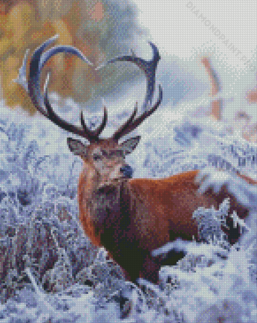 Deer Heart In Snow Diamond Painting