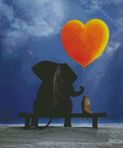 Elephant And Dog With Balloon Diamond Painting