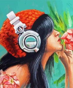 Artistic Girl With Headphones Diamond Painting