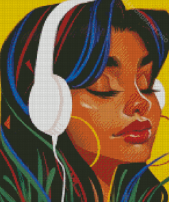 Girl With Headphones Diamond Painting