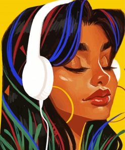 Girl With Headphones Diamond Painting