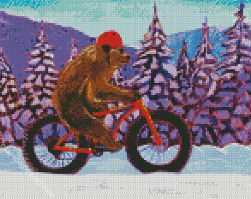 Bear On Bike Art Diamond Painting