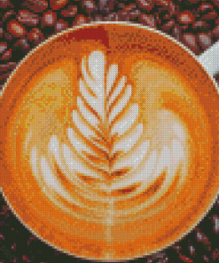 Latte Coffee Cup In Beans Diamond Painting