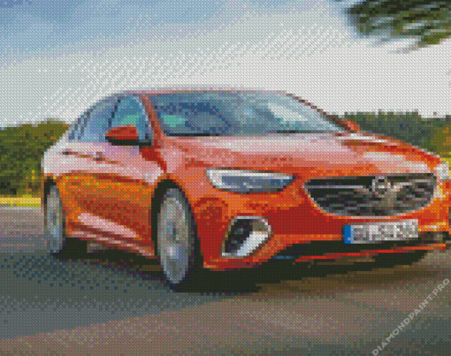 Orange Opel Insignia On Road Diamond Painting