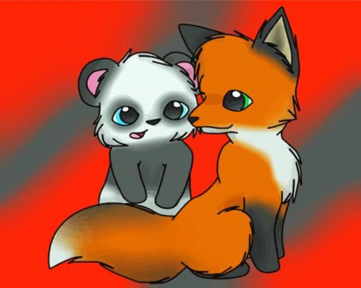 Panda And Fox Diamond Painting
