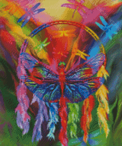 Rainbow Dreamcatcher Dragonfly Diamond Painting
