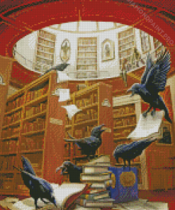 Ravense In The Library Diamond Painting