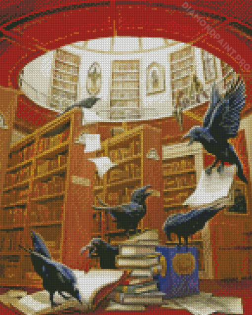 Ravense In The Library Diamond Painting