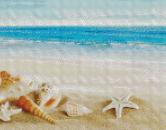 Sand Seashells Seascape Diamond Painting