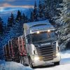 Scania Truck In Snow Diamond Diamond Painting