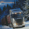 Scania Truck In Snow Diamond Diamond Painting