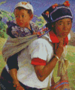 Tibet Mother And Daughter Diamond Painting