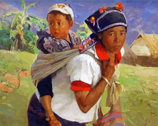 Tibet Mother And Daughter Diamond Painting
