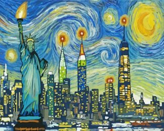 Van Gogh Starry Night Statue Of Liberty Diamond Painting