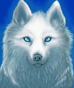 White Wolves With Blue Eyes Diamond Painting