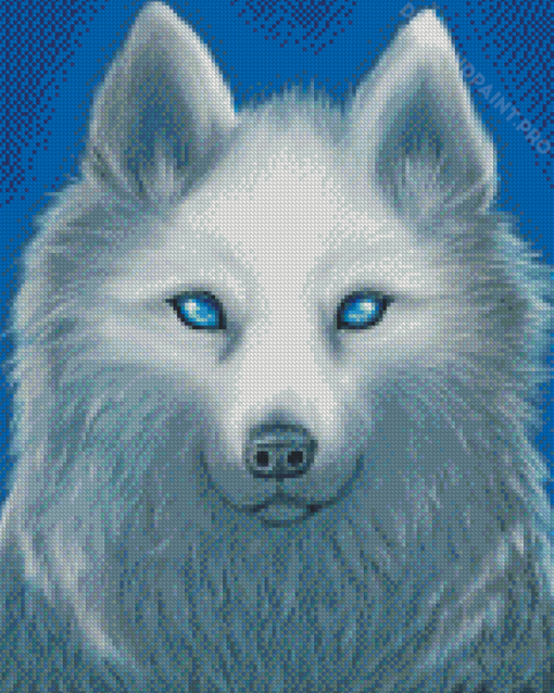 White Wolves With Blue Eyes Diamond Painting