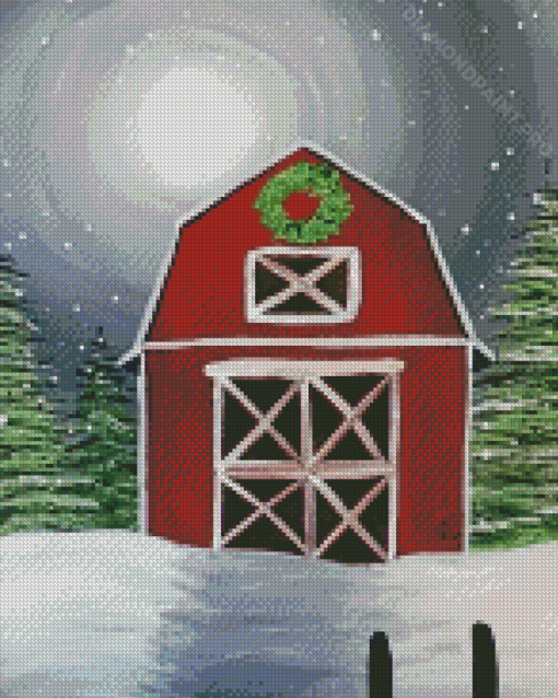 Aesthetic Christmas Barn Diamond Painting