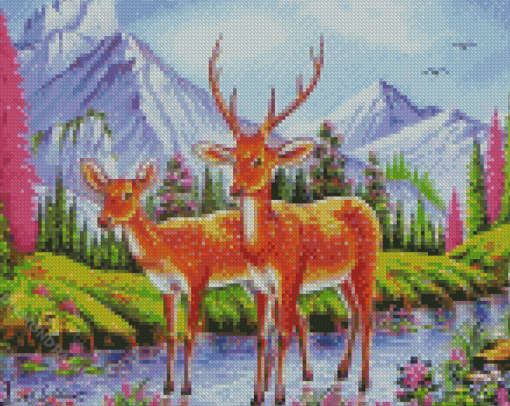 Aesthetic Deer Couple Diamond Painting