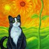 Black Cat And Sunflower Diamond Painting