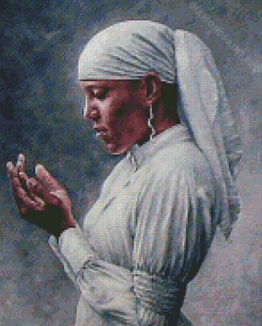 Black Praying Lady Diamond Painting