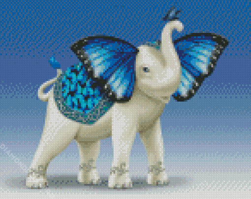 Blue Butterfly Elephant Diamond Painting