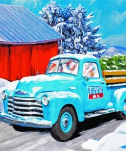 Blue Vintage Truck -Diamond Painting