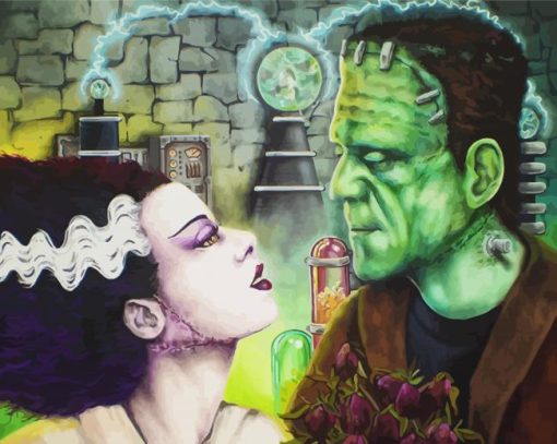 Frankenstein And The Bride Art Diamond Painting