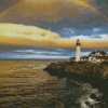 Lighthouse With Rainbow Diamond Painting