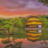 Peacefull Golden Pavilion Diamond Painting