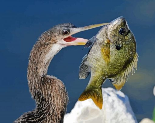 A Bird Catching Bluegill Diamond Painting