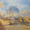 Army Tanks In The Desert War Diamond Painting