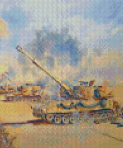 Army Tanks In The Desert War Diamond Painting